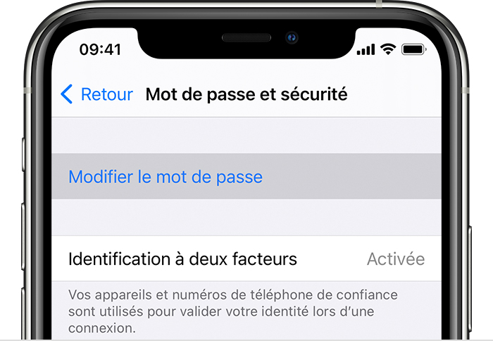 mot de passe et sécurité sur iPhone