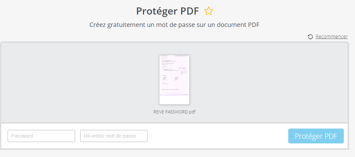 cliquer sur protéger PDF