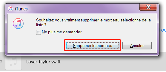 le morceau est supprimé