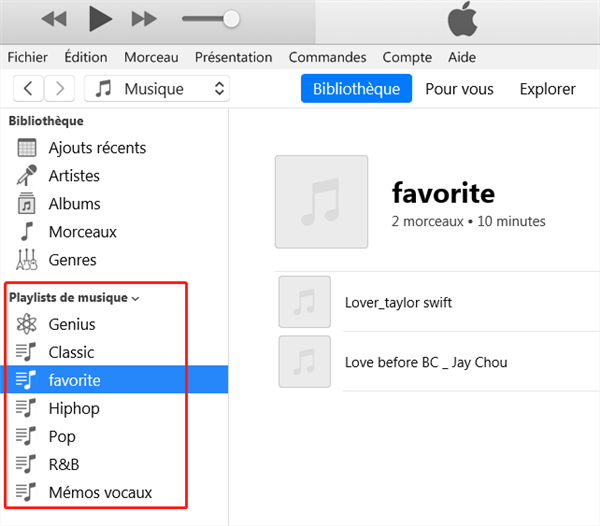 modifier l’ordre d’affichage de la playlist