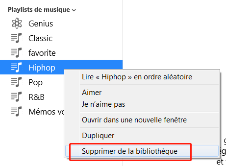 comment supprimer la playlist iTunes