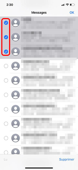 sélectionner les messages par lots sur iPhone