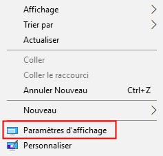 ouvrir parametre d'affichage