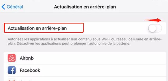 désactiver les applications en arrière plan