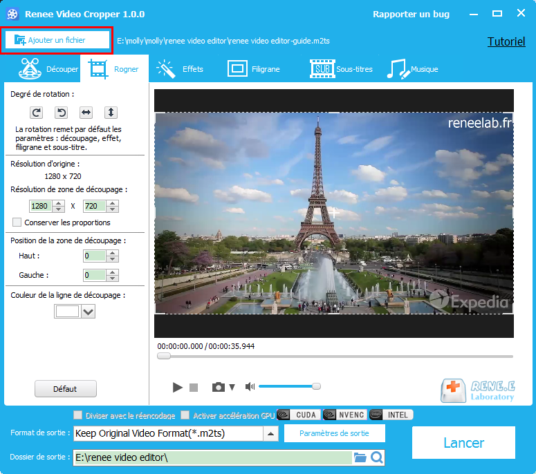 ajouter un fichier M2TS dans Renee Video Editor