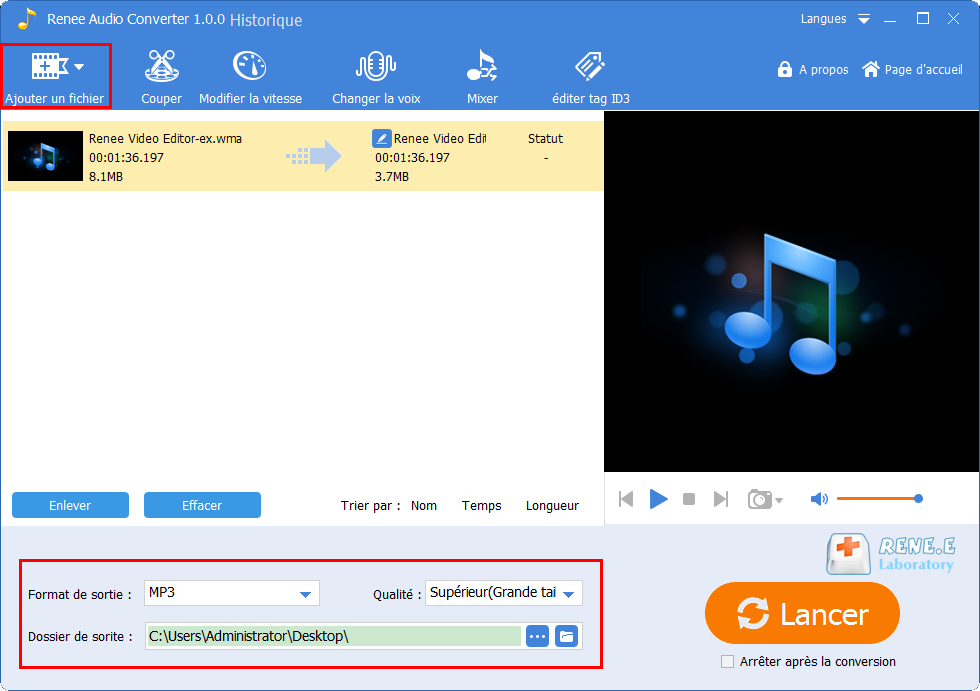 convertir le fichier WMA en MP3