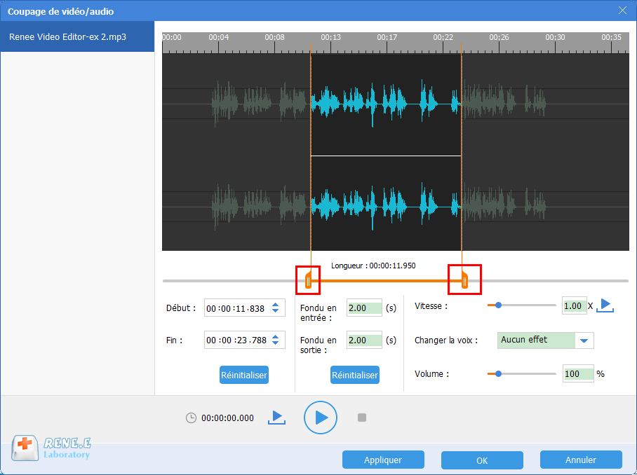 couper le fichier audio MP3