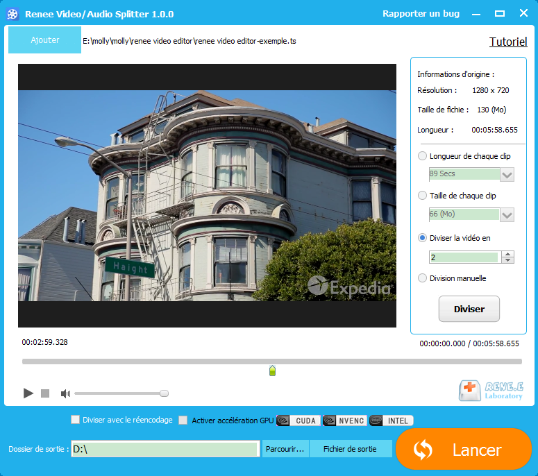 diviser la vidéo en segments identique avec Renee Video Editor