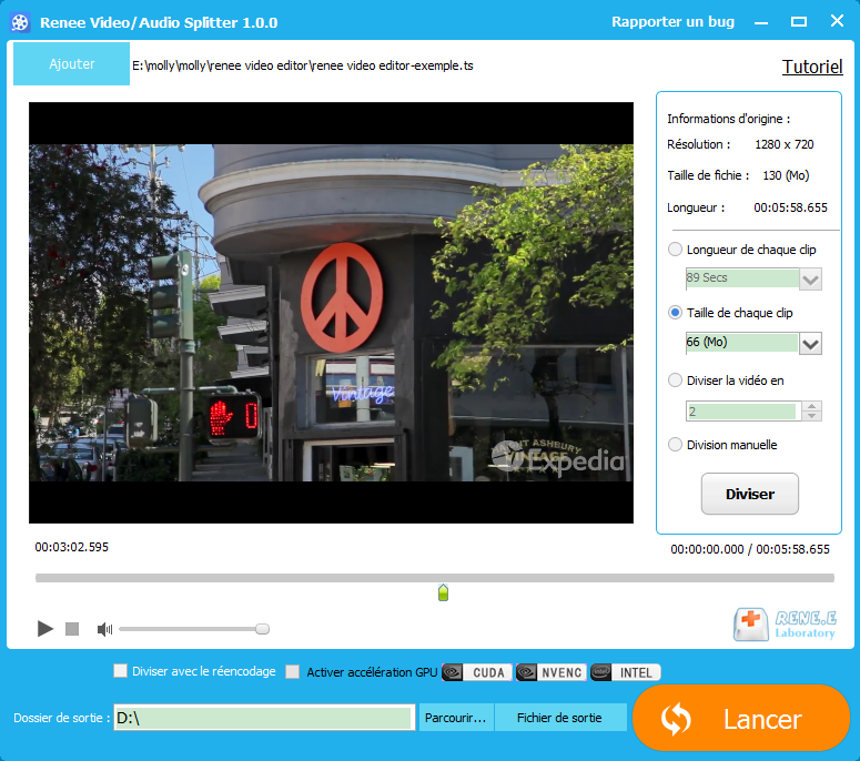 diviser un fichier ts en taille identique avec Renee Video Editor