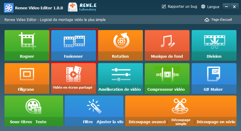 sélectionner la fonction Fusionner de Renee Video Editor