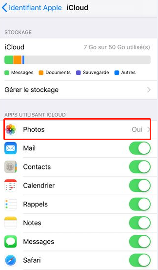 Activer la sauvegarde iCloud