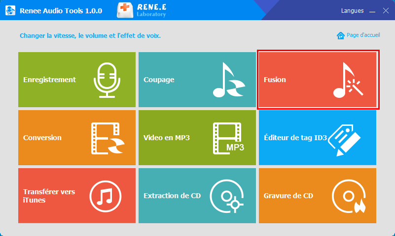 fonctionnalité de fusion de Renee Audio Tools