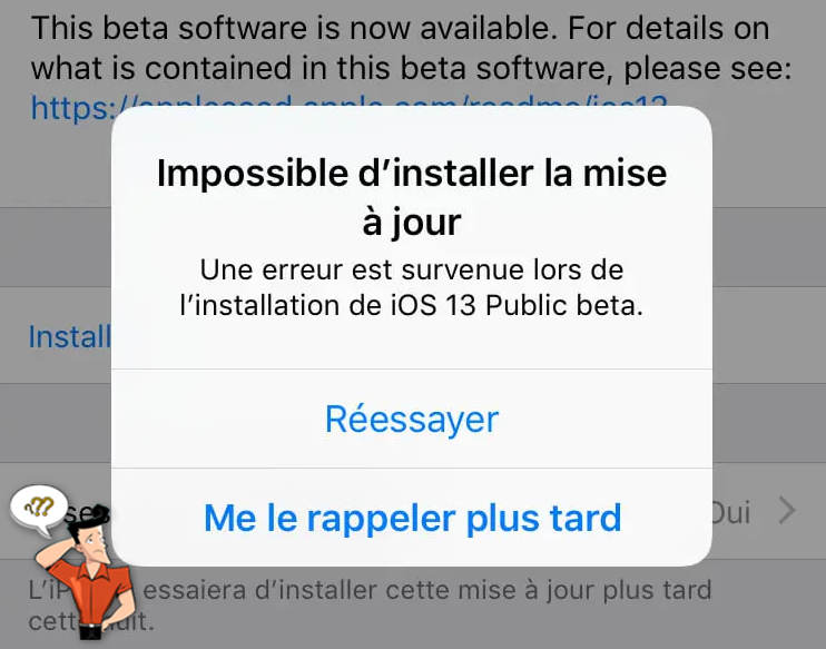 message d'erreur de mise à jour iOS impossible d'iPhone