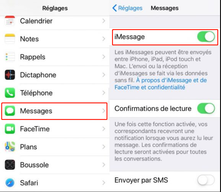 activer iMessage