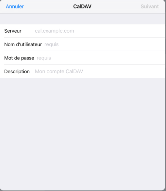 ajouter un compte calDAV