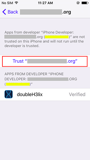 vérifier l'application DoubleH3lix sur iPhone