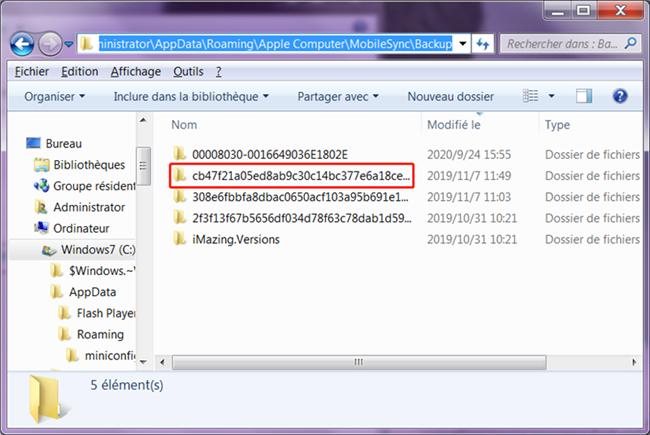 trouver la sauvegarde iTunes
