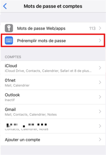 préremplir mots de passe