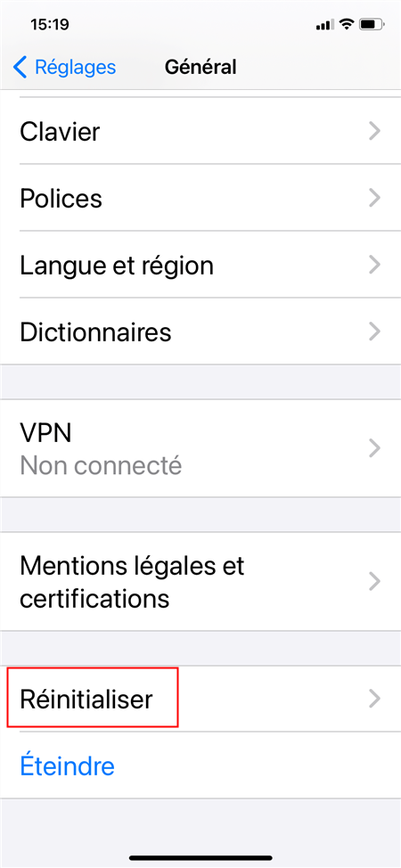 Réinitialiser votre iPhone