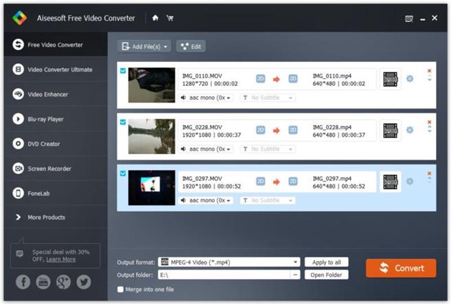 convertisseur Video Aiseesoft Free Video Converter