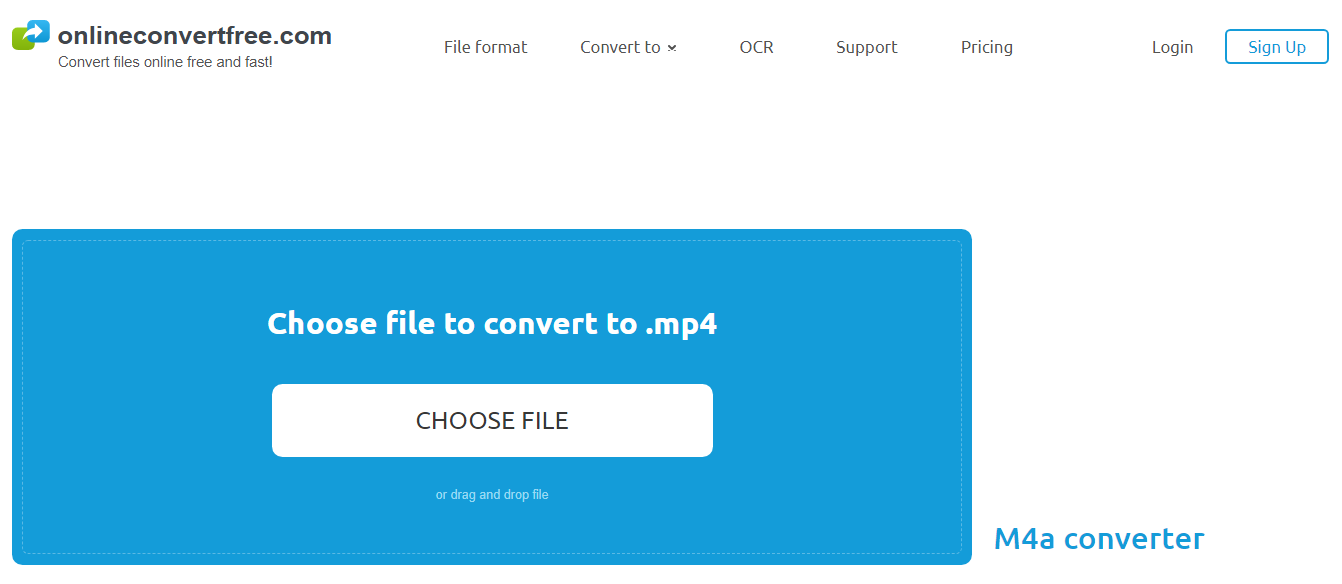 convertir M4A en MP4 sur le site OnlineConvertFree