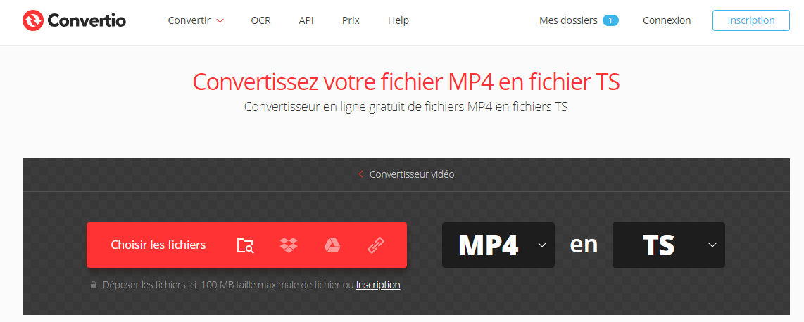 convertir MP4 en TS avec Convertio