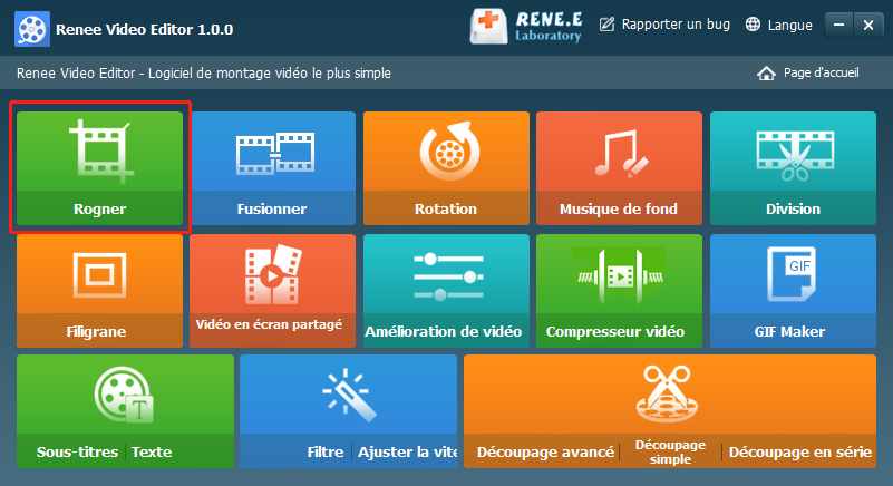 fonction de rogner de Renee Video Editor