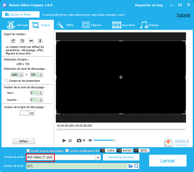 convertir MP4 en AVI avec Renee Video Editor