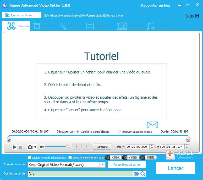 charger le fichier WAV dans Renee Video Editor