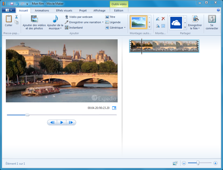 ajouter la vidéo dans Movie Maker
