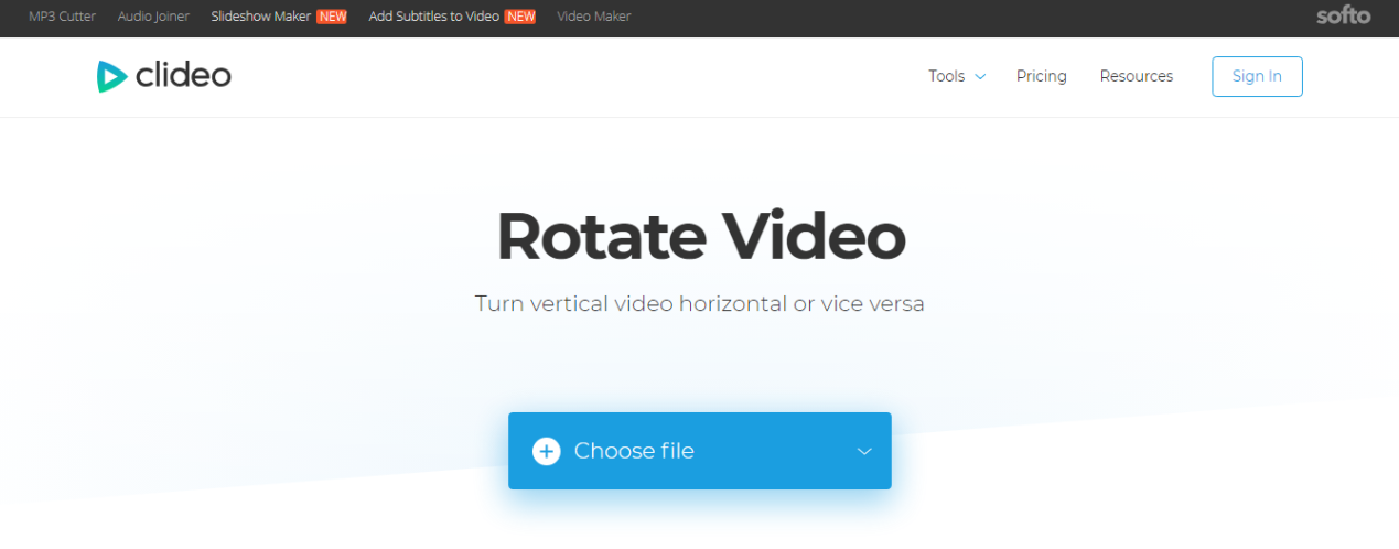 clideo pour pivoter une vidéo