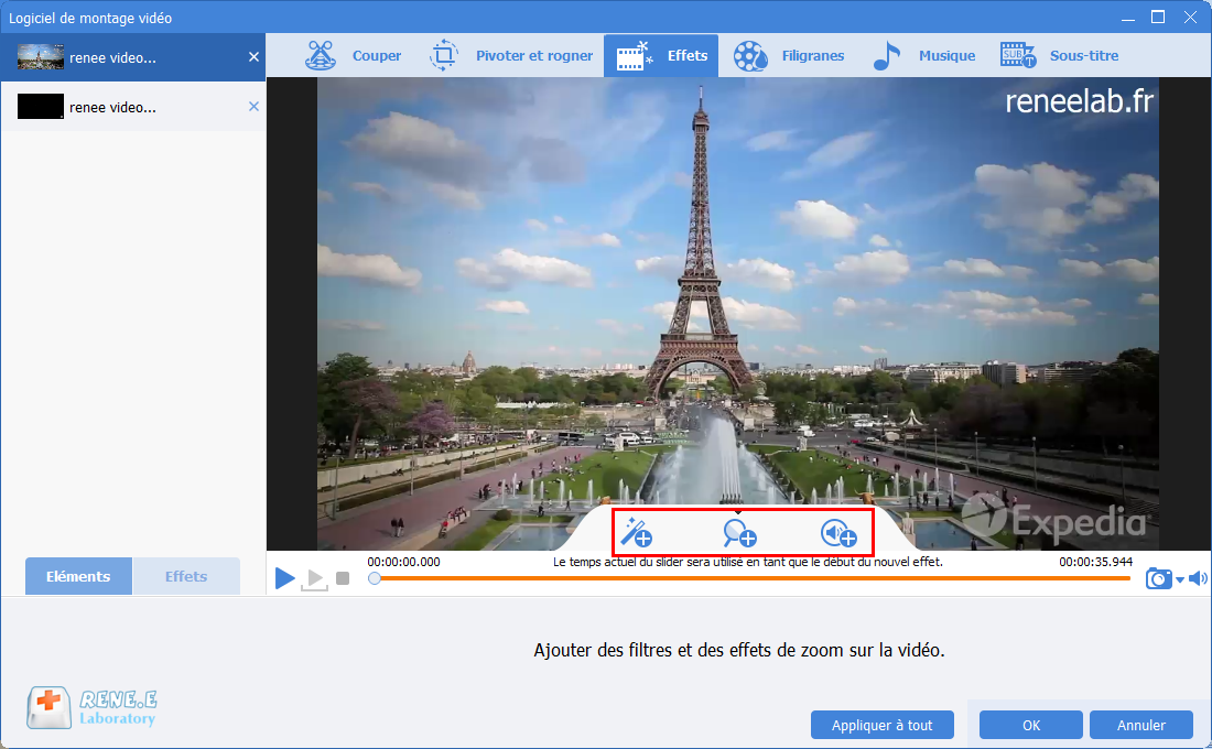 ajouter les effets sur la vidéo avec Renee Video Editor