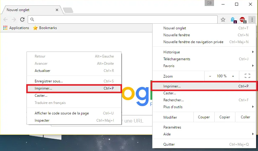 imprimer le page google en PDF