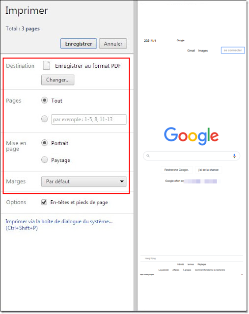 enregistrer une page Web en PDF dans Google Chrome