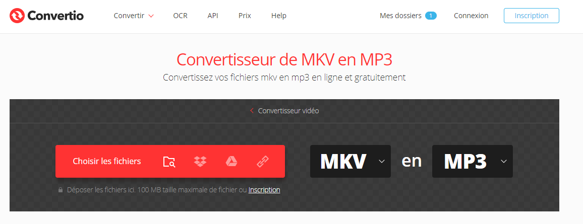 convertir MKV en MP3 avec Convertio