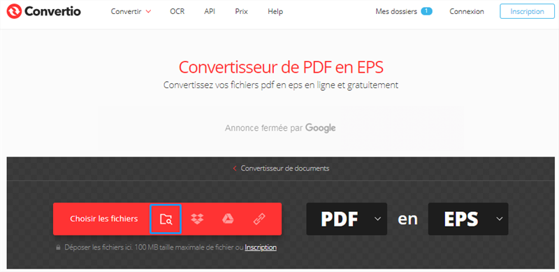 convertir le fichier PDF en EPS