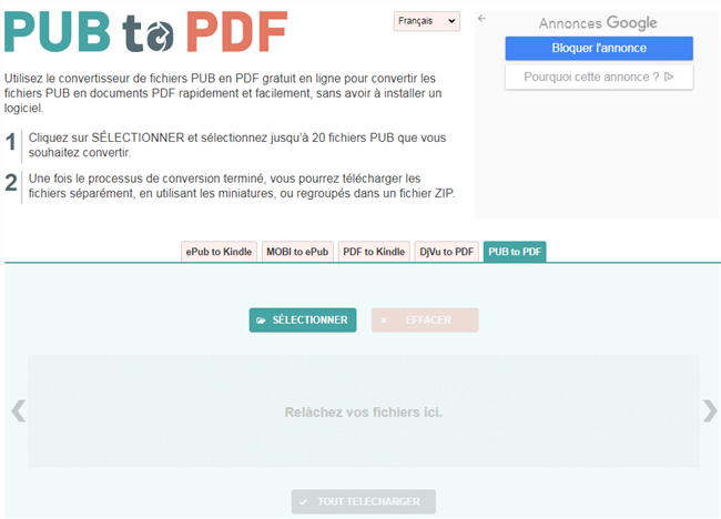 convertisseur PUB en PDF en ligne