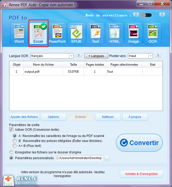 convertir lr fichier en excel pour remplir un PDF