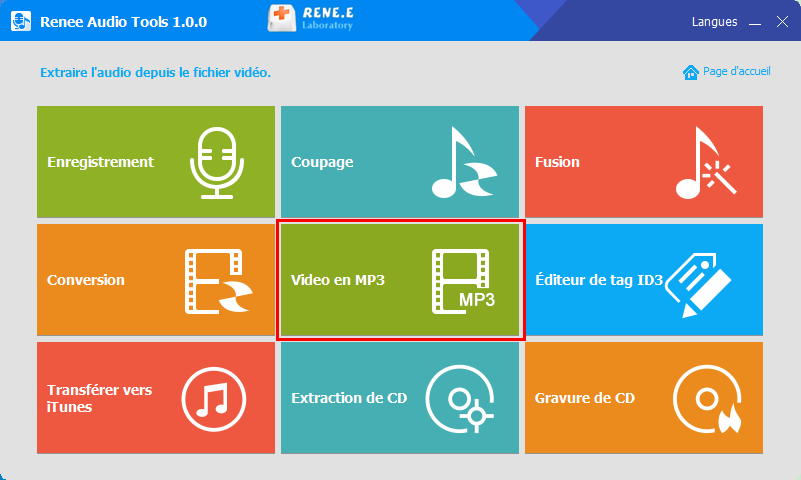 fonction de video en MP3 avec Renee Audio Tools