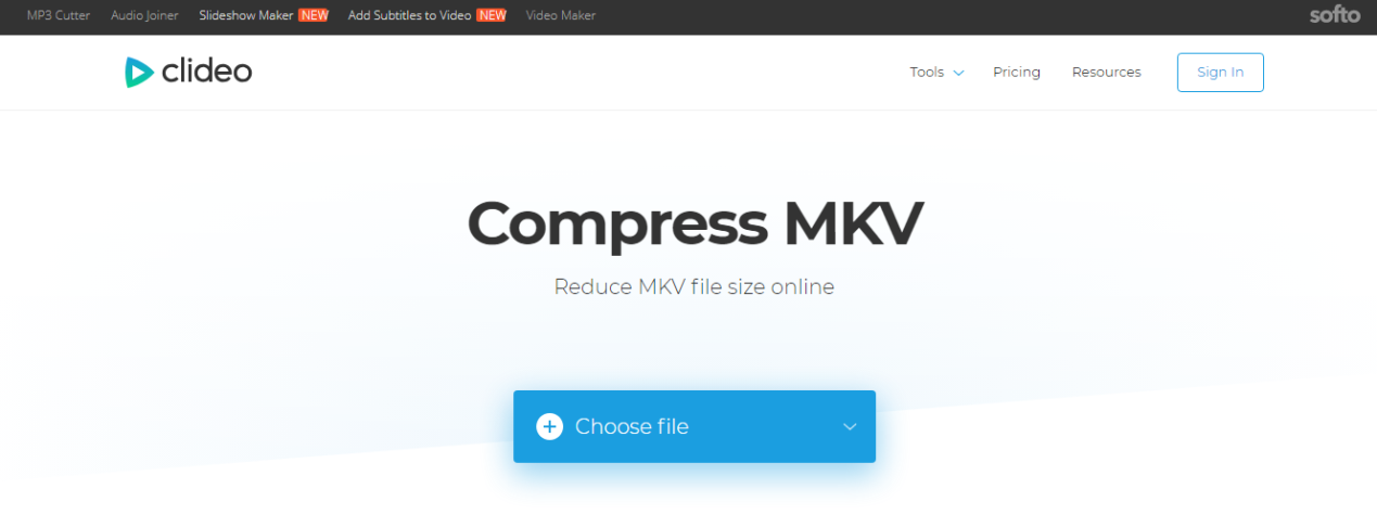 compresser le fichier MKV avec Clideo