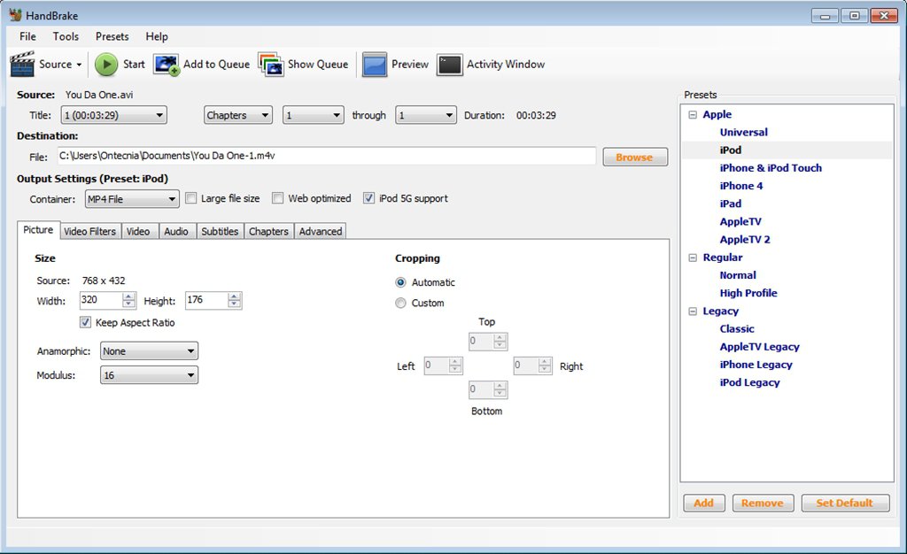 Compresser une vidéo MP4 avec Handbrake