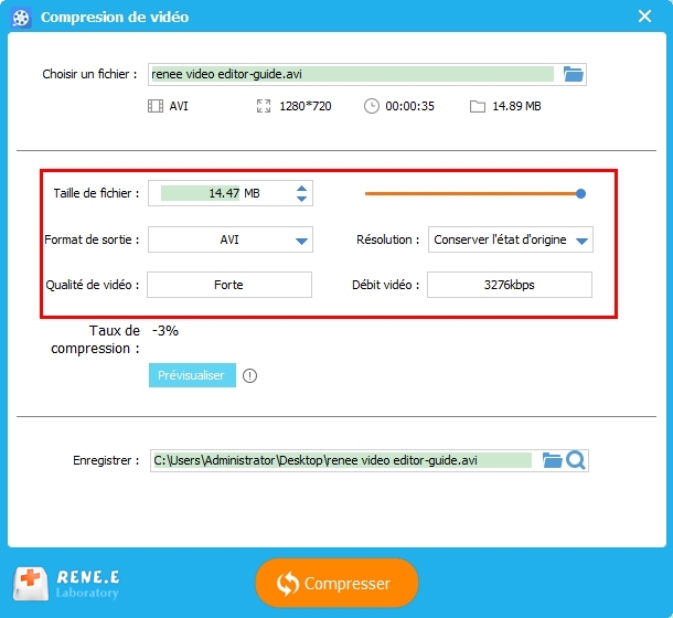 compresser un fichier AVI avec Renee Video Editor
