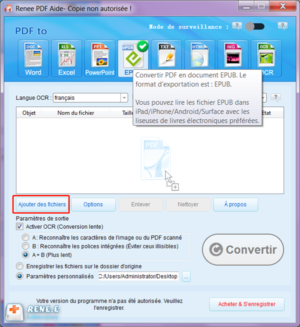 convertir pdf en epub via Renee PDF Aide
