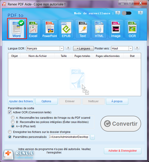 convertir un PDF en Word via Renee PDF Aide