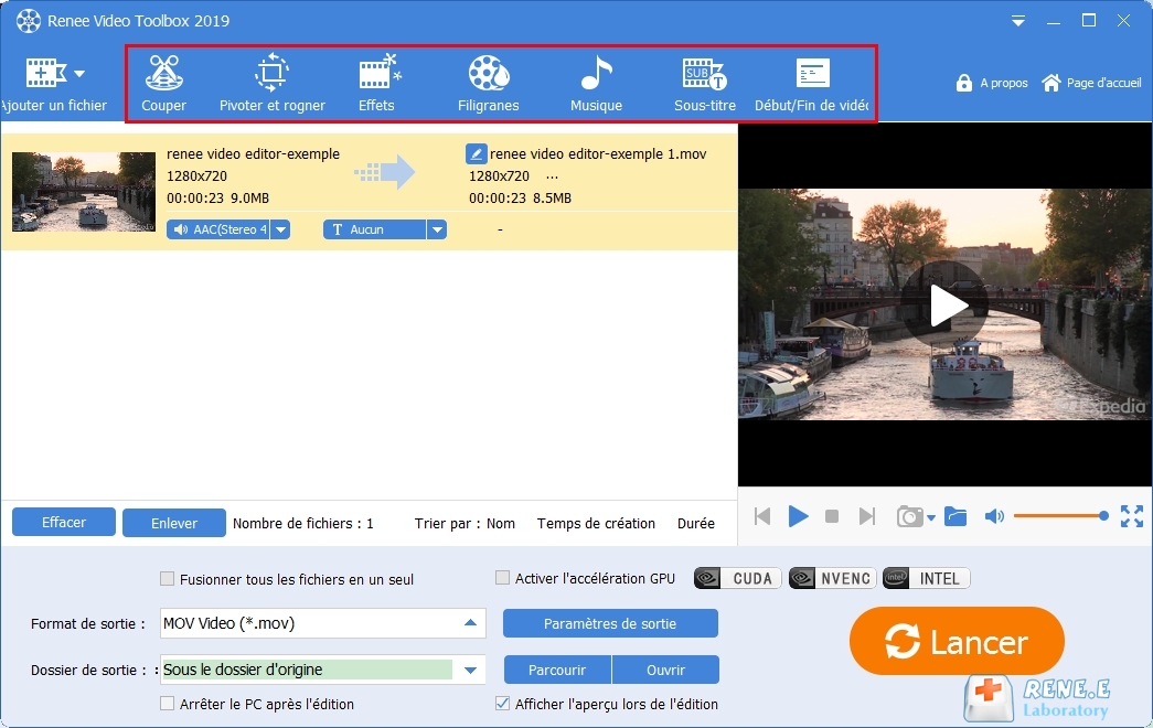 éditer une vidéo avec les fonctions de Renee Video Editor Pro