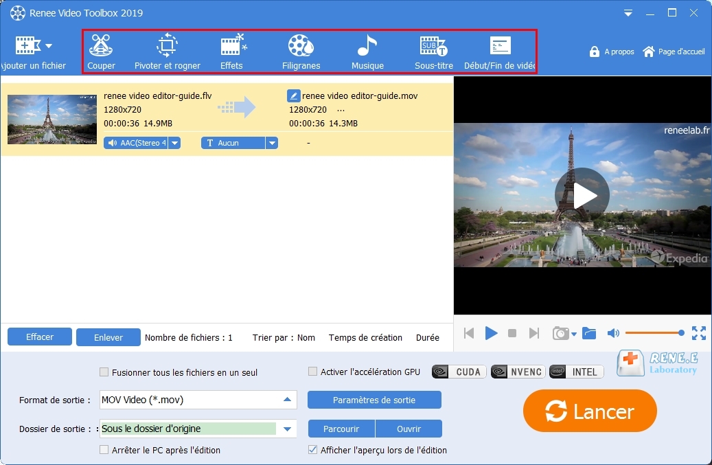 éditer la vidéo FLV avec Renee Video Editor Pro