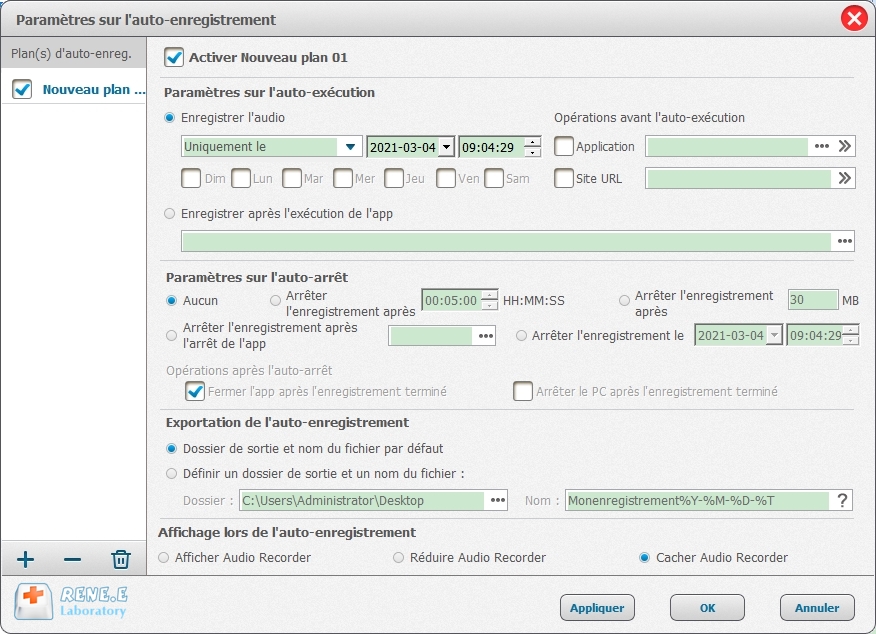 enregistrer l'audio automatiquement