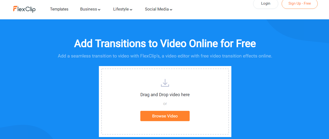 ajouter l'effet de transition sur la vidéo avec FlexClip