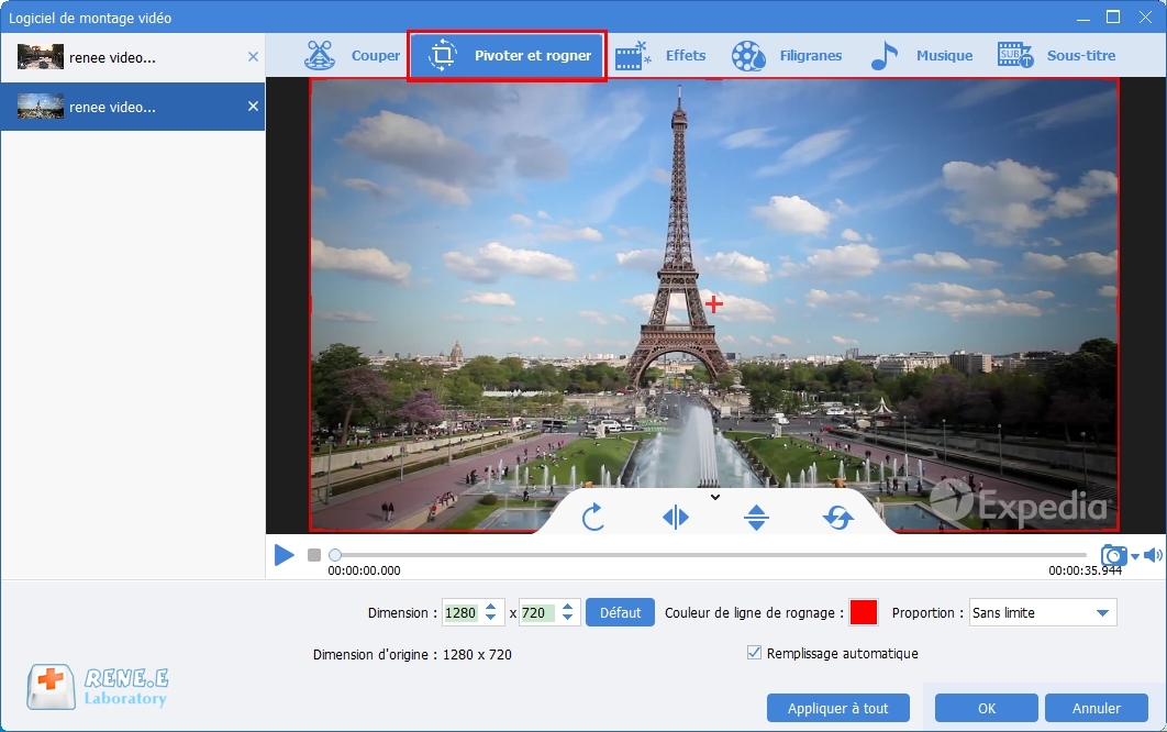 pivoter la vidéo avec Renee Video Editor Pro