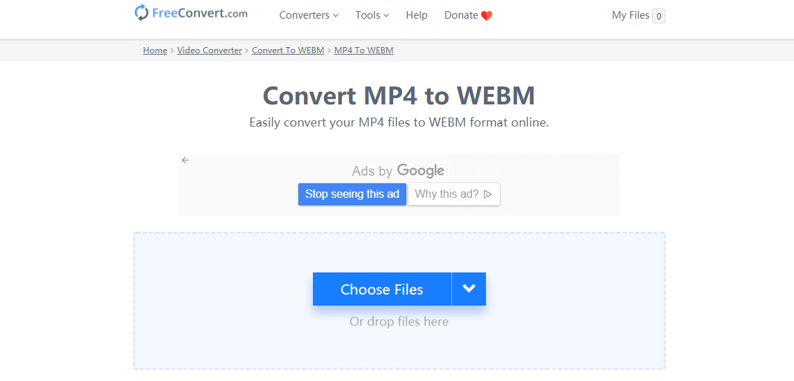 convertir MP4 en WEBM sur le site FreeConvert